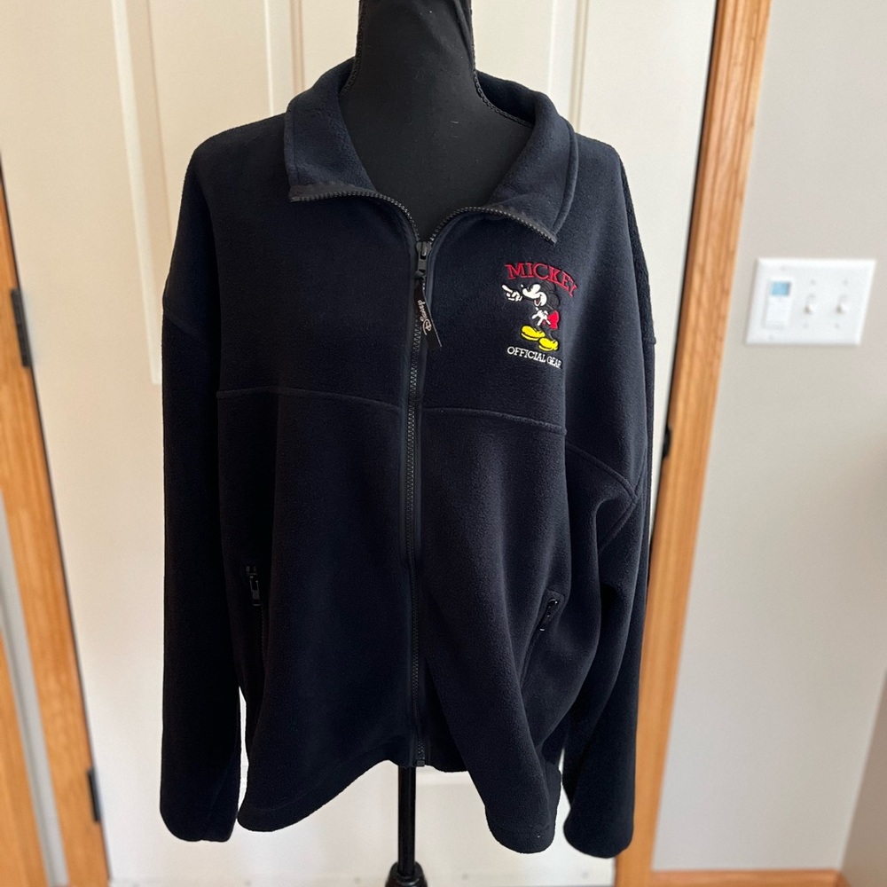Disney Mickey Mouse Official Gear black polar fleece full zip jacket. Size XXL